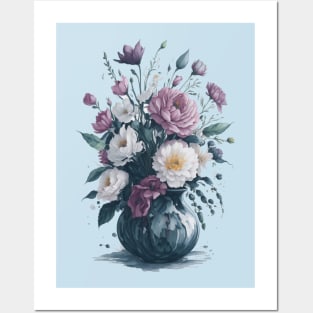 Vase of Flowers | Scattered Watercolor in Pastel Colors Posters and Art